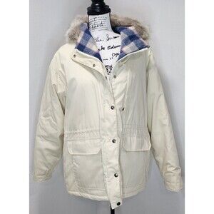 Vtg Woolrich Parka Wool Blanket Lined Hood W Coyote Fur Made In USA Sz XL